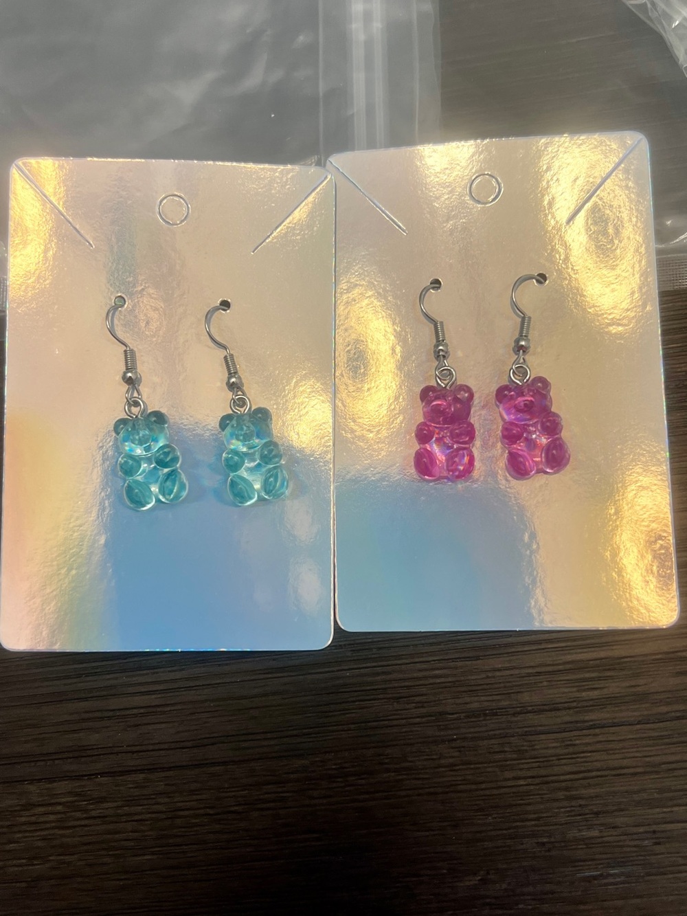 Gummy Bear Drop Earrings - Blue & Pink